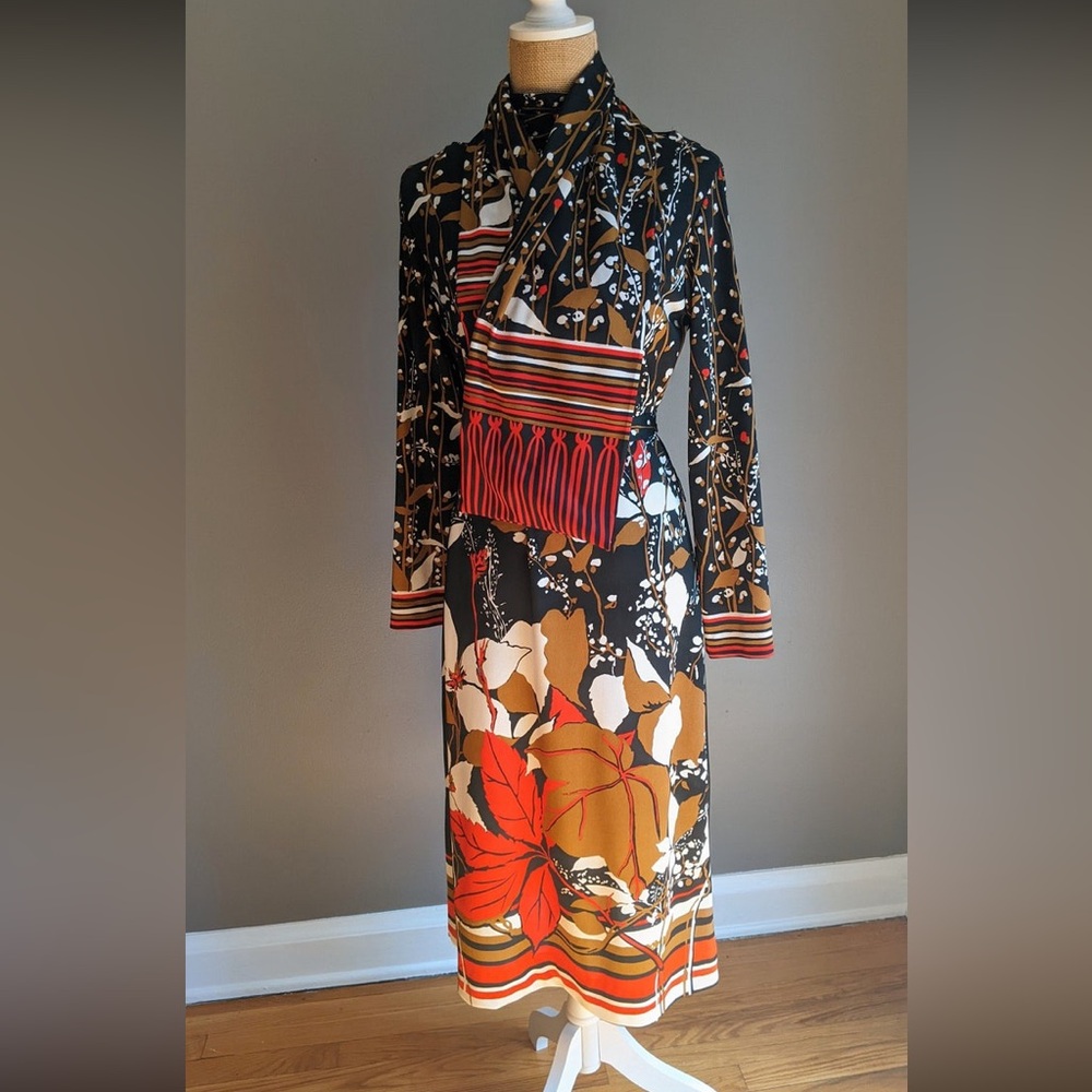 Vintage 1970s Lanvin Dress and Scarf Set